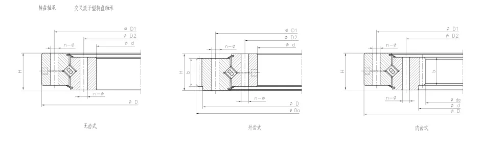 標準式交叉滾子轉盤軸承結構尺寸圖